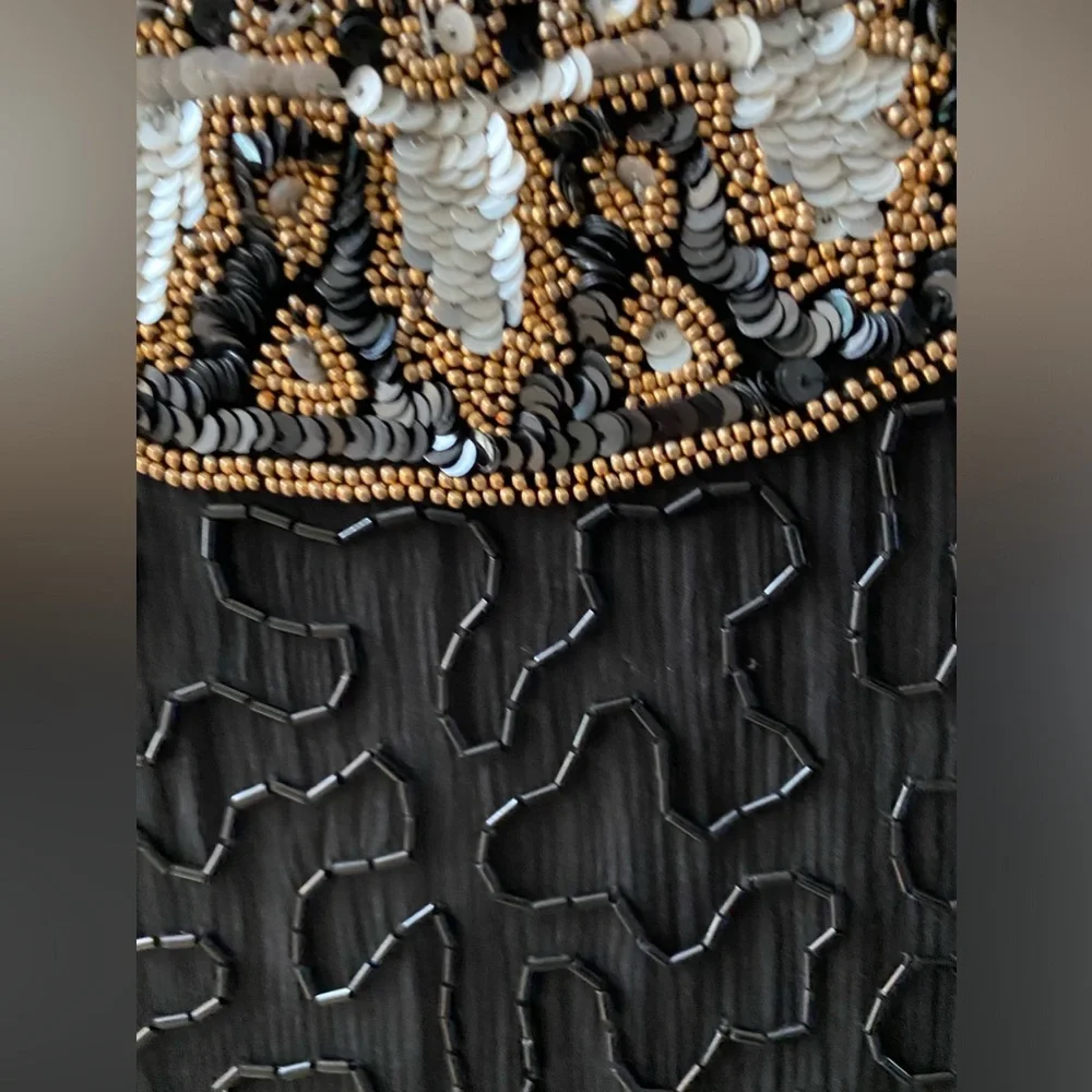 Vintage Beaded Cocktail Dress, 100% Black Silk, Beads & Sequins,by L Kazar,NY,2X - Picture 13 of 14